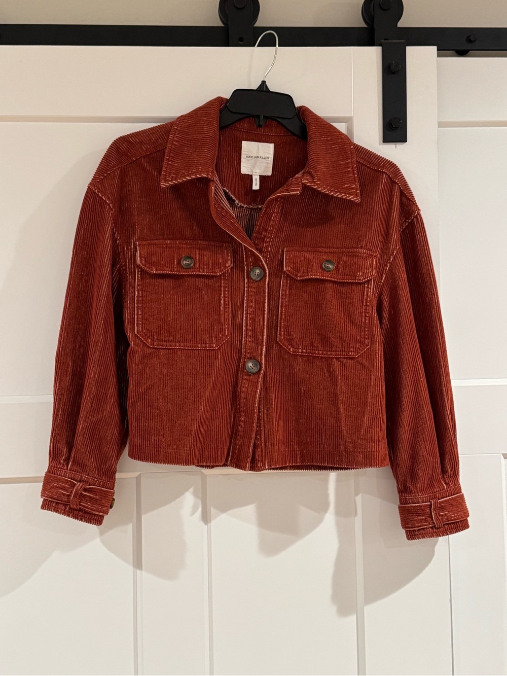 Avec Les Filles Oversized Rust Corduroy Button-Front Jacket